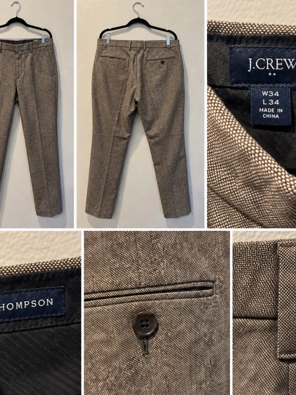 J. Crew Men's Dress Pants in Brown Tweed